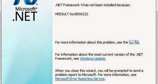 Hướng dẫn khắc phục lỗi cài .net frame work 4.0 0xc8000222