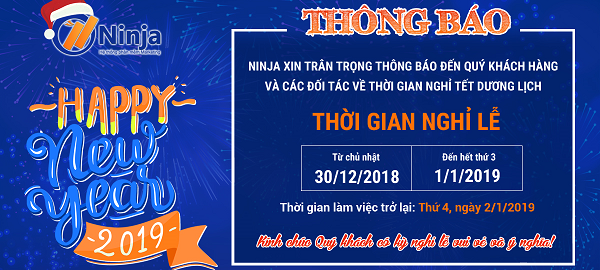 Thông báo thời gian nghỉ tết dương lịch 2019 – Phần mềm Ninja