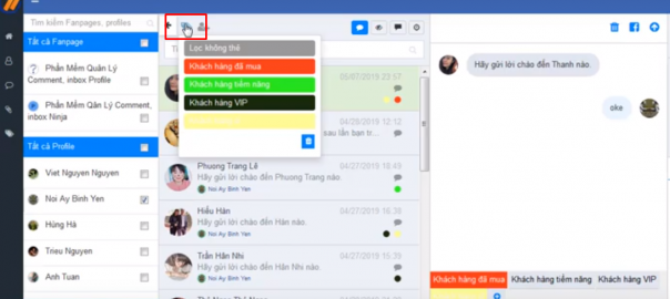 Tạo tin nhắn mẫu và quản lý nhóm khách hàng bằng Phần mềm Ninja Fanpage