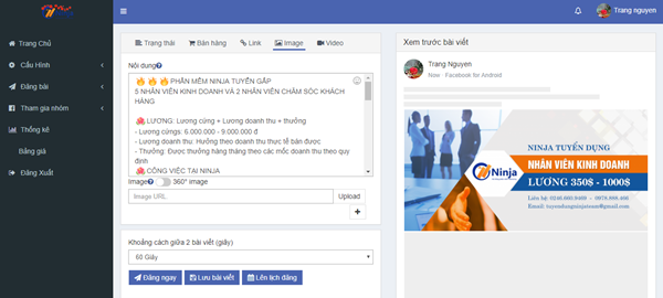 Đăng tin, up bài Facebook thuận tiện với Ninja Auto Post