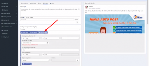 4 bước thiết lập lịch đăng bài Facebook với Ninja Auto Post