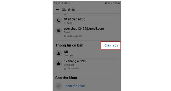 Click vào mục Chỉnh sửa