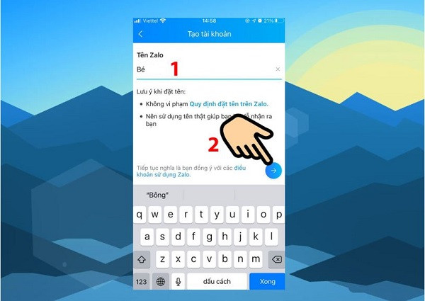 Lập tên tài khoản Zalo của bạn